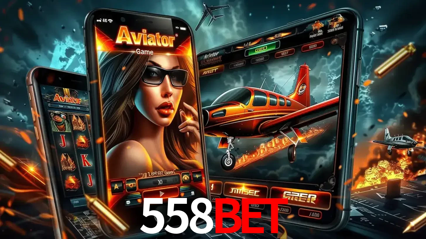 O popular jogo de apostas Aviator exibido em vários celulares e tablets, mostrando a interface emocionante e a ação de voo disponíveis para jogar agora no 558bet.
