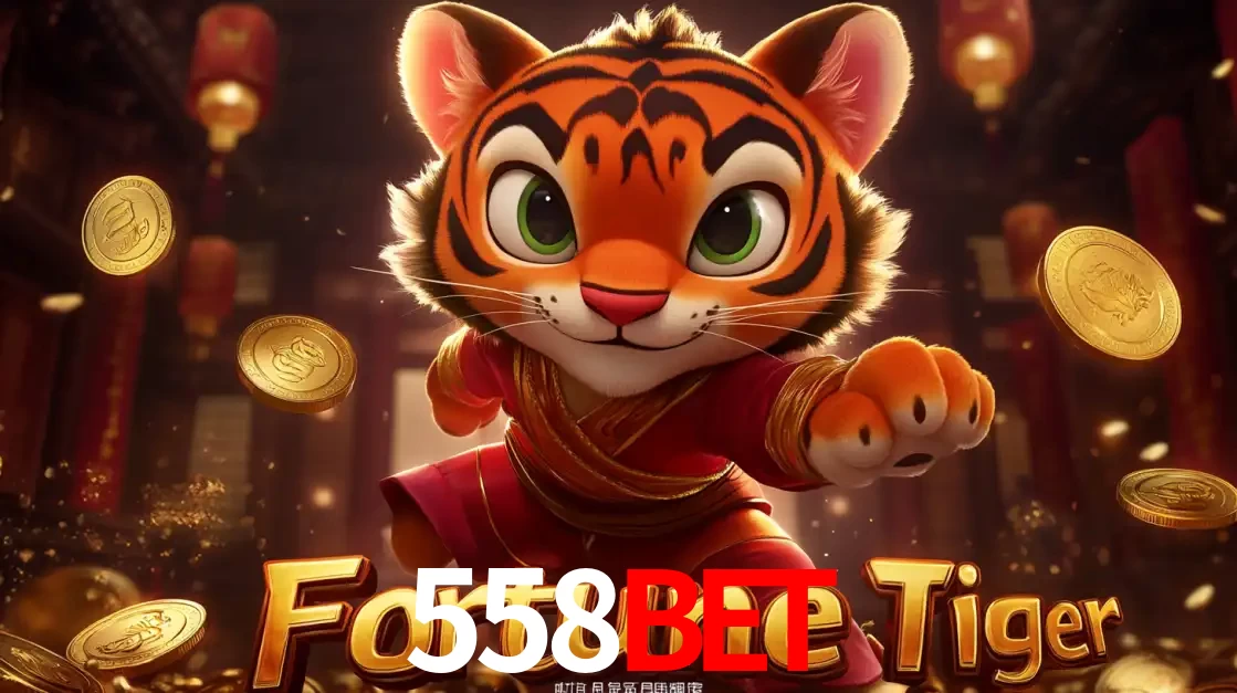 O carismático mascote do jogo de slot Fortune Tiger, um tigre fofo em pose de artes marciais, pronto para trazer sorte e multiplicadores de ganhos no cassino online 558bet.